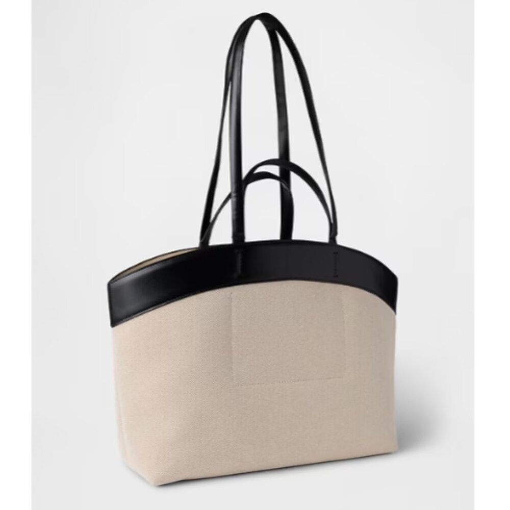 GAP, Studded East-West Canvas Tote Bag, Black Vegan Leather Trim, NWT - Picture 13 of 14